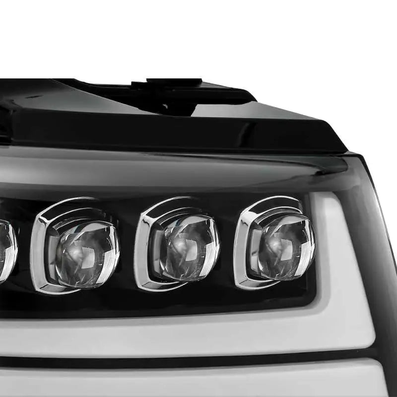 Toyota Tundra projector headlights with chrome finish and LED accents from AlphaRex PRO-Series