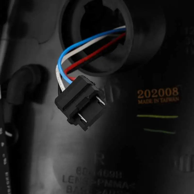 AlphaRex 09-18 Dodge Ram 1500 PRO-Series LED Tail Lights Jet Black wiring component detail showing connector and labeling.