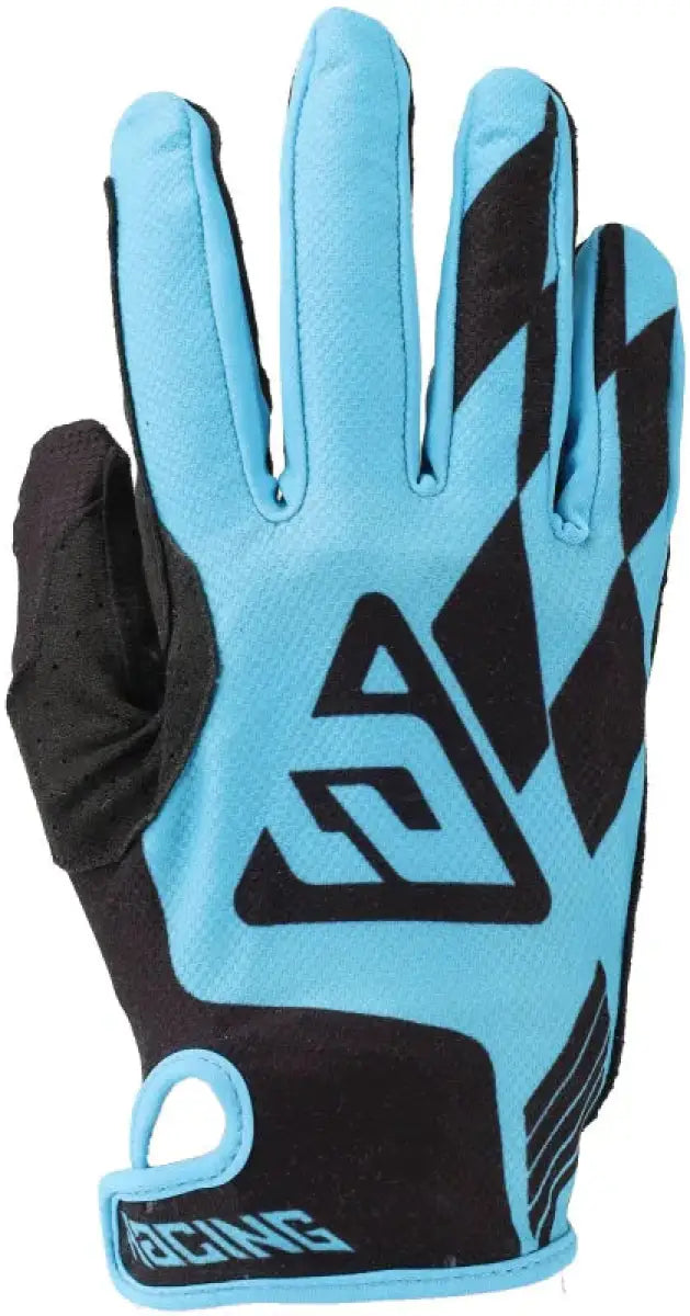 Blue and black Answer 25 Ascent Prix Gloves for youth, perfect for racing fans