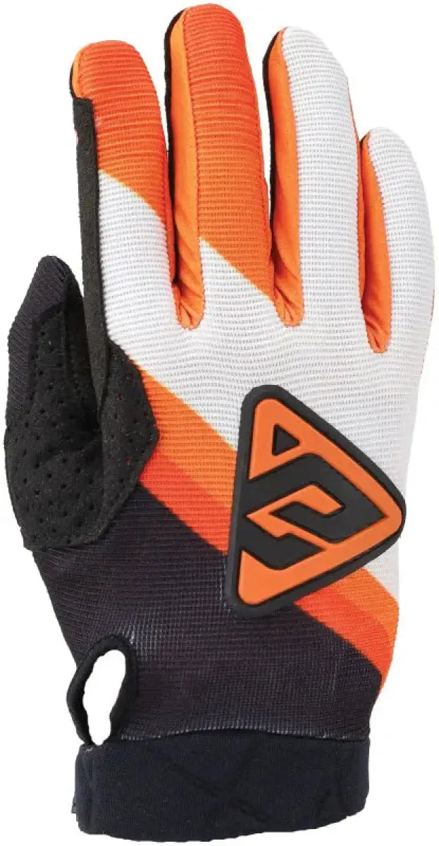 Orange and white Peak Flo Gloves for youth in the Answer 25 Peak Flo series