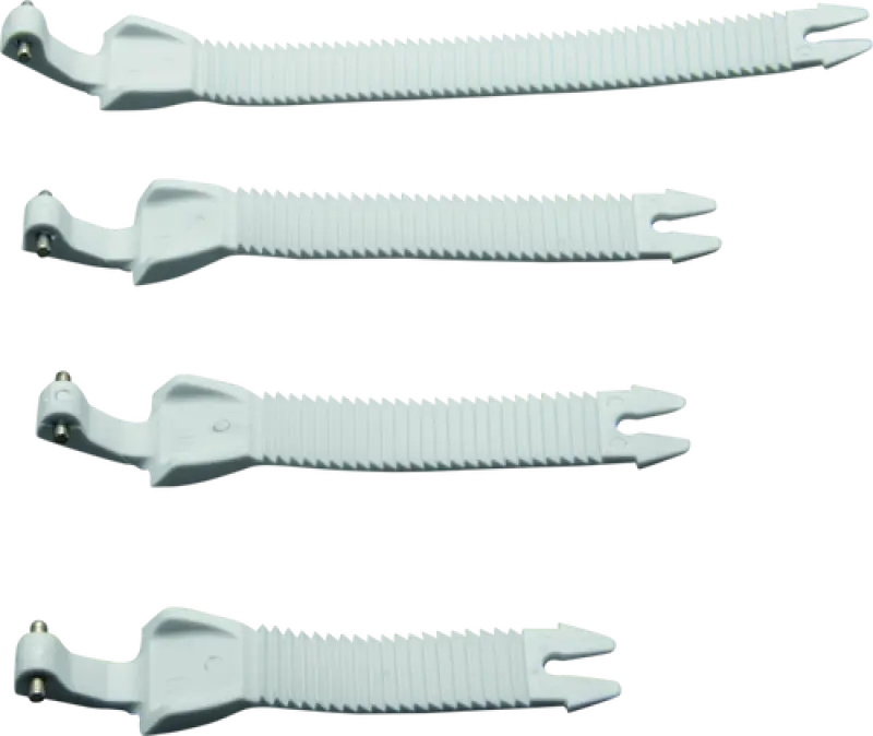White plastic ratchet straps in Answer AR1 Boot Strap Kit for Youth