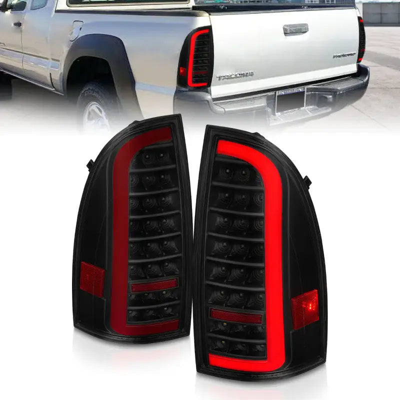 Black ANZO LED tail lights for Toyota Tacoma with light bar