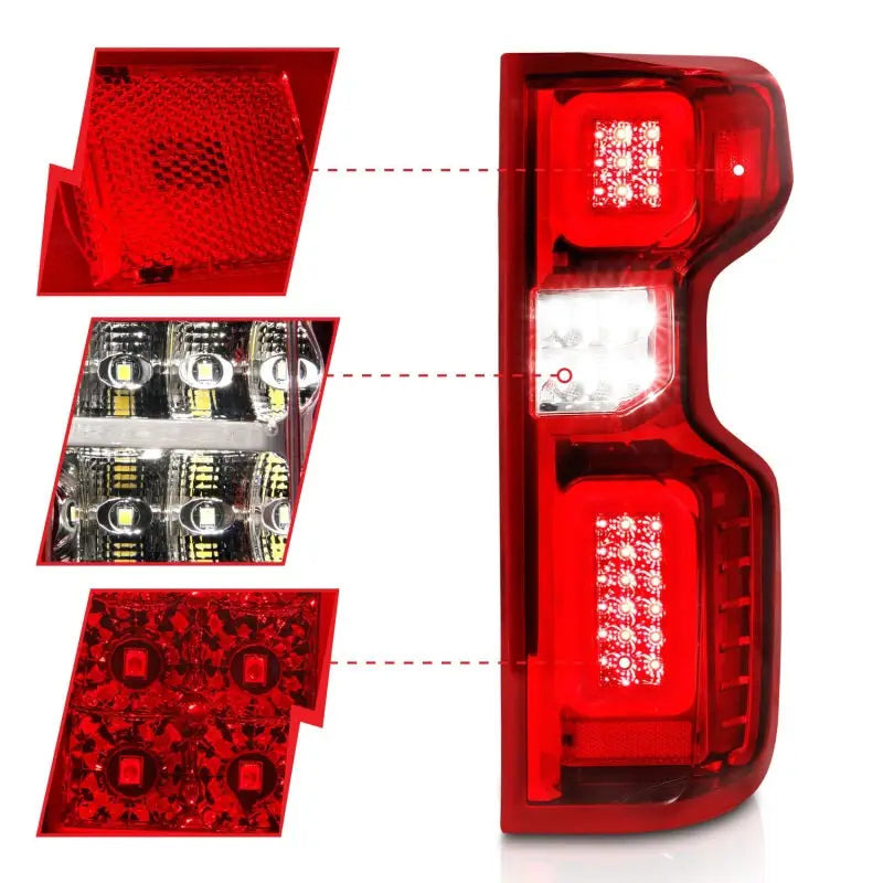 Anzo LED Tailights for Chevy Silverado Work Truck Chrome Red Lens