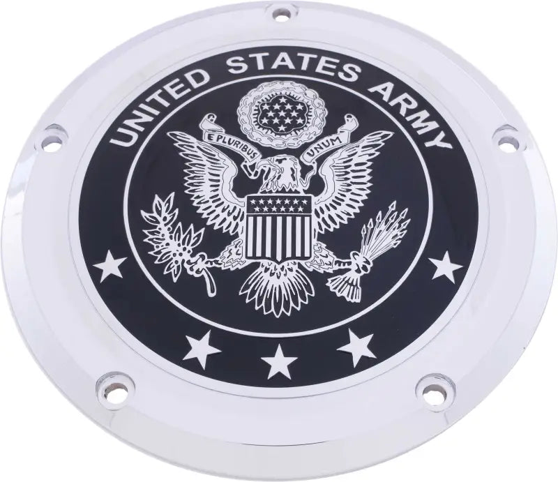 CUSTOM ENGRAVING ARM02-67 6 M8 Softail Derby Cover Army Chrome