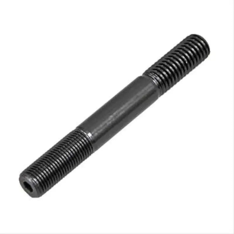 Black metal stud bolt from ARP M8-1.25 broached single stud product for auto racing