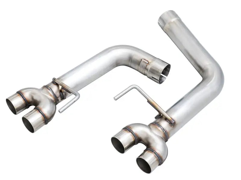 AWE Tuning 2015+ Subaru WRX / 2011+ Subaru STI Touring-to-Track Conversion Kit rear sections, high-performance exhaust upgrade with stainless steel straight-through design.