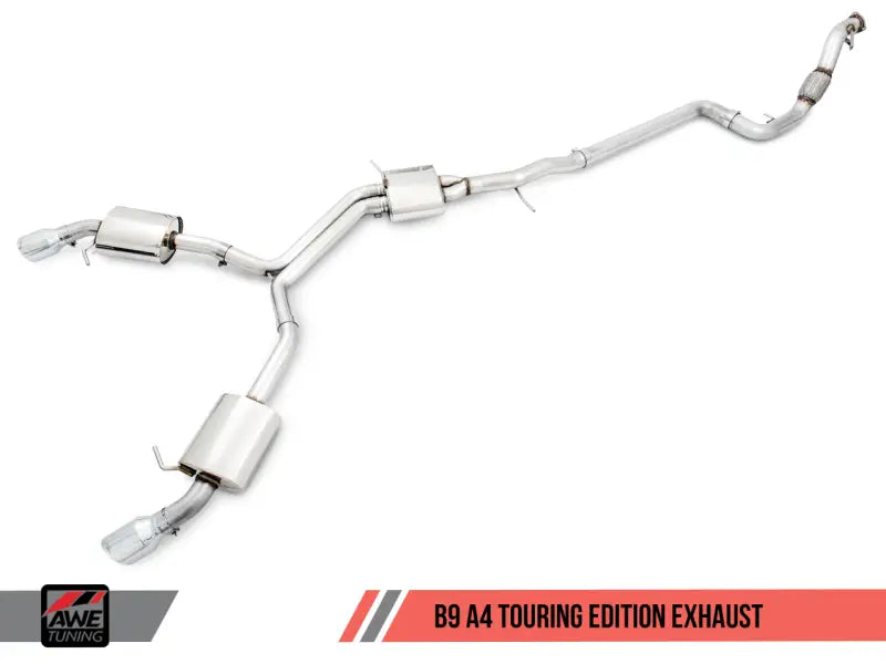 AWE Tuning Audi B9 A4 Touring Edition Exhaust Dual Outlet - Diamond Black Tips (Includes DP) - Truck & Automotive