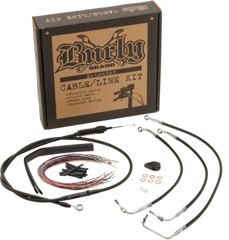 Motorcycle extended cable line kit for B30-1296 Burly Bagger Ape 13 StainleSS Cruisel with focus on B30-1296 and B