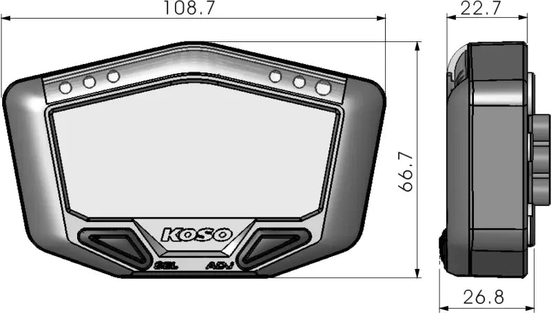 Digital dashboard display of boost gauge with air fuel ratio and temperature readings