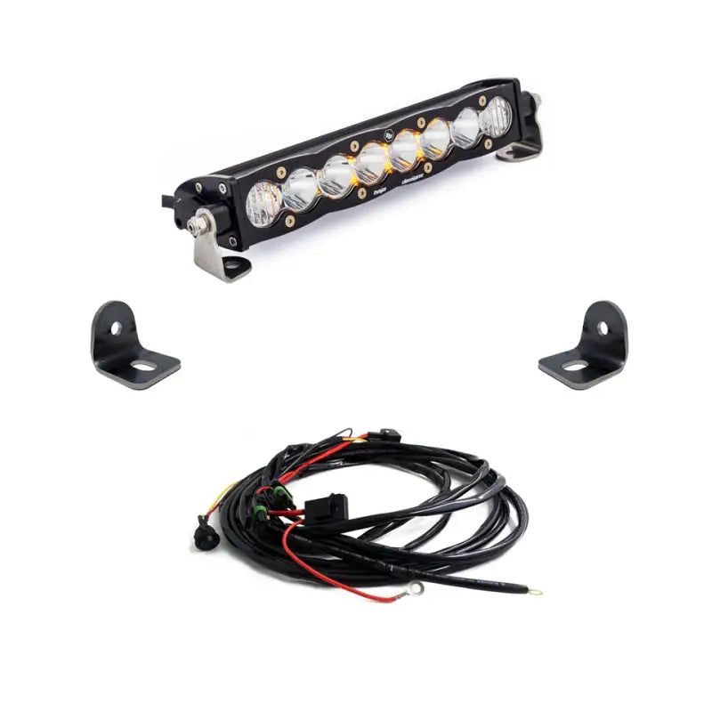 LED light bar with mounting brackets and wiring harness on Polaris RZR hood scoop for RZR XP Turbo
