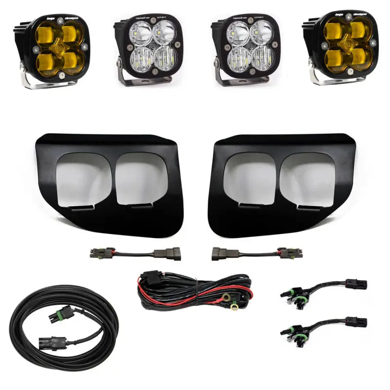 Automotive lighting kit with Baja Designs Ford Super Duty fog lights in amber optimized for visibility