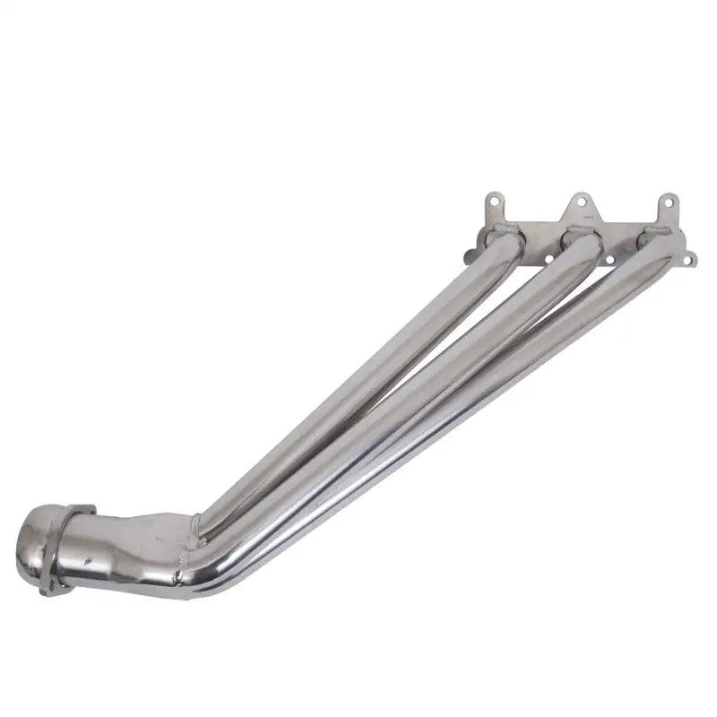 Shiny chrome long tube exhaust headers for Camaro V6 with converters and ceramic coating