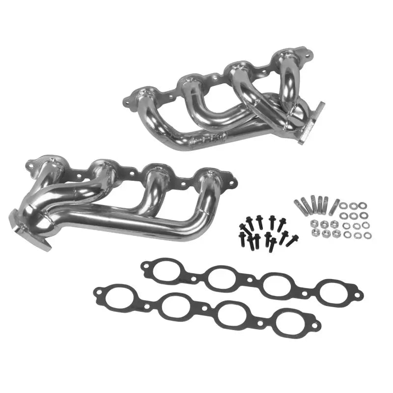 Shiny chrome shorty tuned length headers with gaskets and hardware for GM Trucks