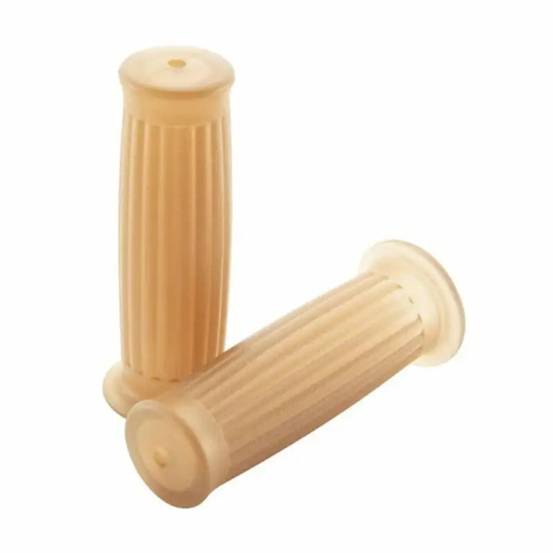 Pair of beige ribbed bikemaster classic lines grips for vintage bike style