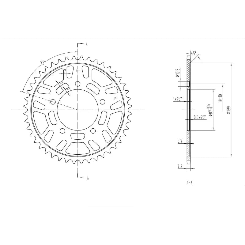 BikeMaster Suzuki Rear Steel Sprocket 525 44T - Black - 965275 - Drivetrain