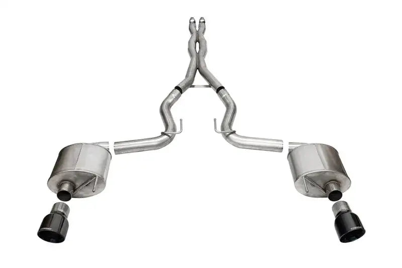Corsa 2024 Ford MustangGT Sport Cat-Back Ex.Sys 3.0in Dual Rear Exit w/4.5in Blk PVD Pro Series Tips - Exhaust