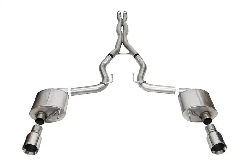 Corsa 2024 Ford Mustang GT dual rear exit cat-back exhaust with polished stainless steel and chrome tips
