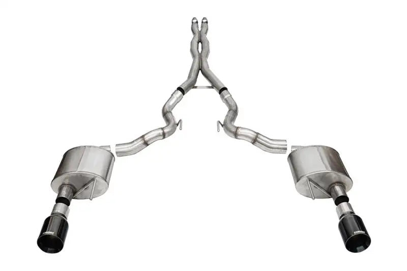 Stainless steel dual rear exit exhaust collection for Ford Mustang GT with cat-back exhaust