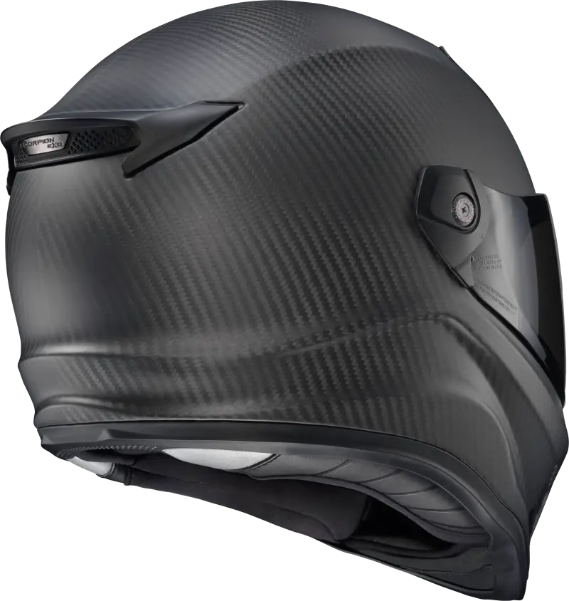 Covert FX Carbon full face helmet with matte black finish, face shield, and cheek pads