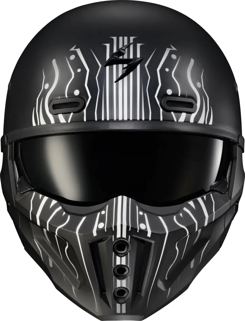 Covert X Open Face Helmet Tribe Matte Black/White Md - SCORPION EXO