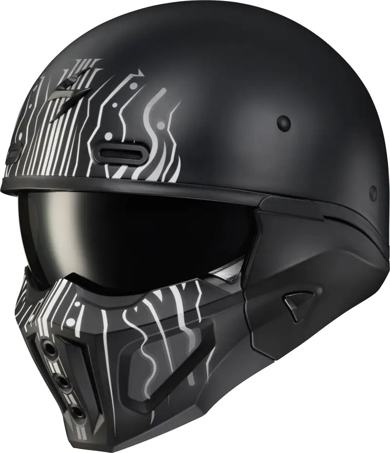 Covert X Open Face Helmet Tribe Matte Black/White Sm - SCORPION EXO