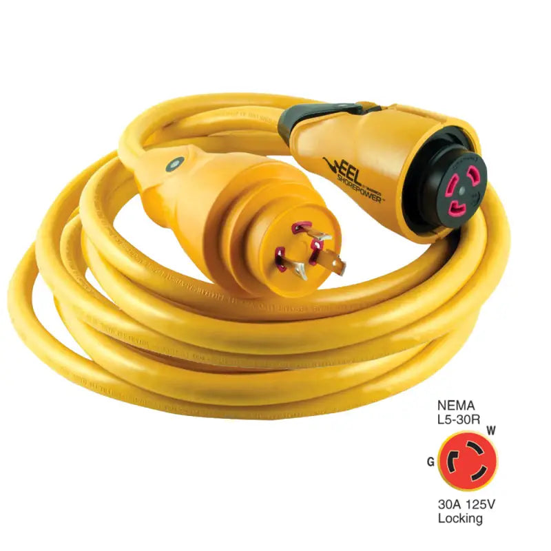 CS30-25 Marinco Eel Cordset 30A 125V 25’ Yellow - Power Cord