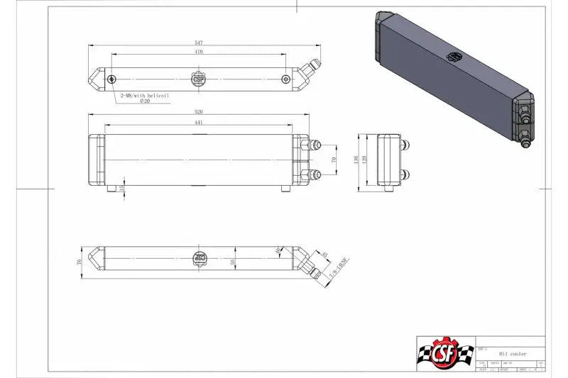 CSF Universal Dual-Pass Internal/External Oil Cooler - 22.0in L x 5.0in H 2.25in W - Truck & Automotive