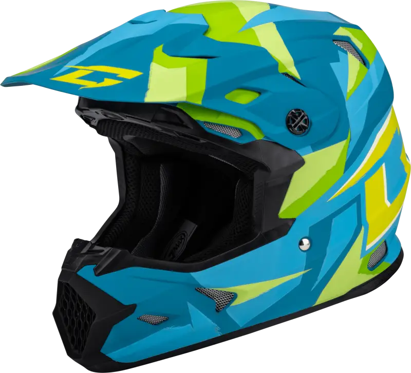 D3961185 Gmax Mx-96 Splinter Helmet Matte Blue/Green Md - RV and Auto Parts