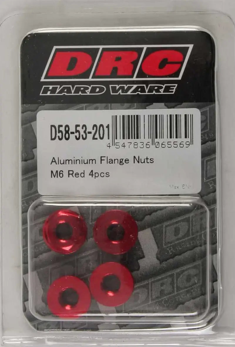 DRC D58-53-201 Aluminum Flange Nuts Red M6x12mm 4/Pk