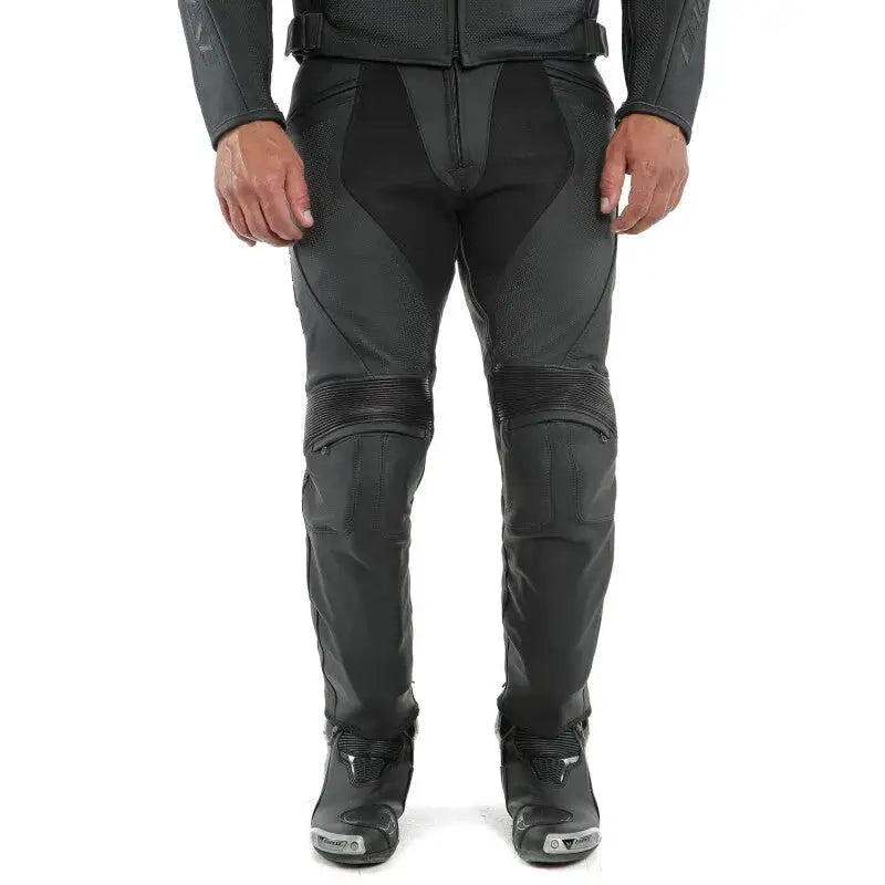 Dainese Pony 3 Leather Pants Perforated Matte Black Size - 60 - RV and Auto Parts