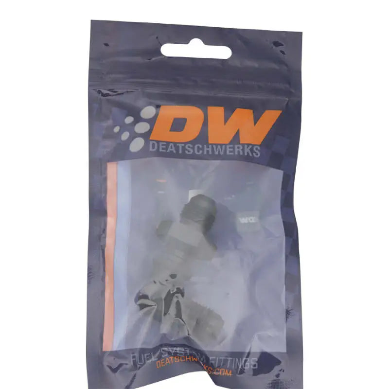 DeatschWerks 6AN Male Flare to Bulkhead Adapter 90-Degree - Anodized Matte Black - Truck & Automotive