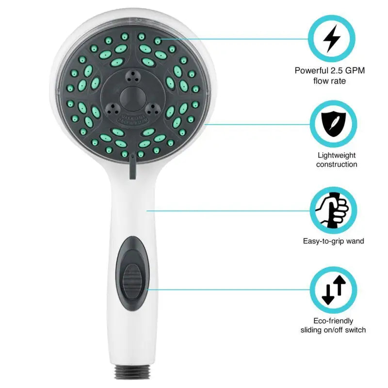 Dura Faucet DF-SA432-WT Bath Tub & Shower, powerful 2.5 GPM flow, lightweight, easy-grip wand, eco-friendly switch