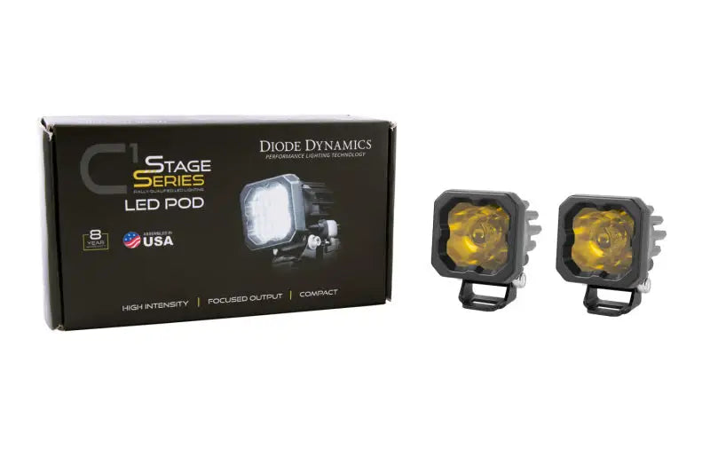 Diode Dynamics Stage Series C1 LED Pod Sport - Yellow Wide Standard ABL (Pair) - DD6443P