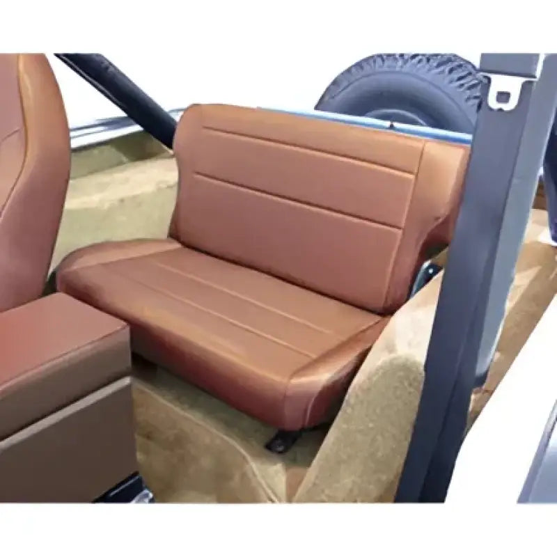 Brown vinyl vehicle seat with DragonFire Racing Lighted Pass Eject On/Off switch