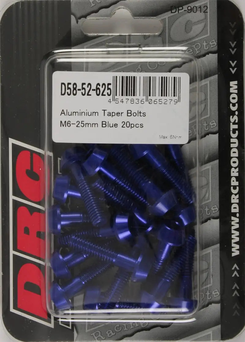 DRC Aluminum Taper Bolts Blue M6x25mm 20/Pk for Powersports
