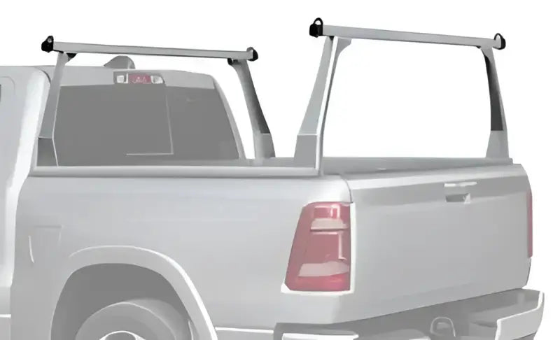 DZ730036PR2 Dee Zee +Hex Platform Rail - 2 Rail Kit 36 inches installed on a pickup truck, enhancing secure cargo management.