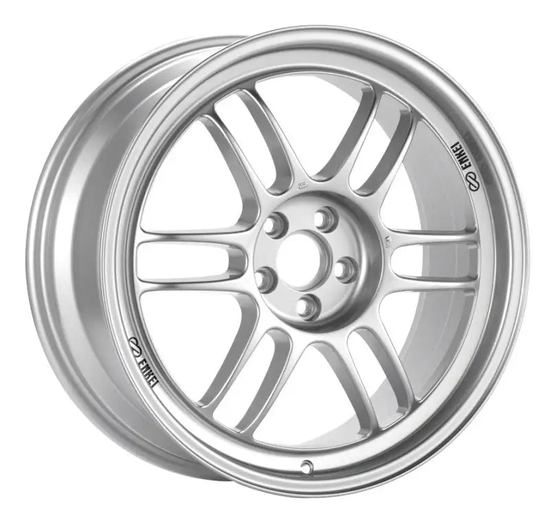 Silver Enkei RPF1 16x7 car wheel with aluminum alloy finish