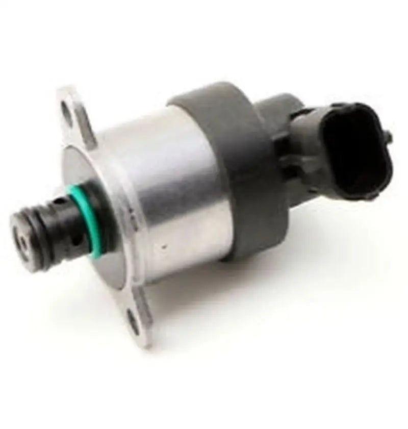 Silver black Bosch fuel pump with green accents, Dodge Cummins inlet metering valve