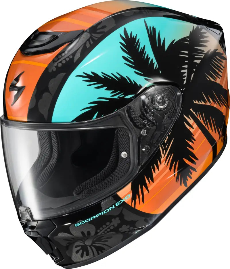 Exo R330 Full Face Helmet Tubbs Light Blue/Orange Lg - SCORPION EXO