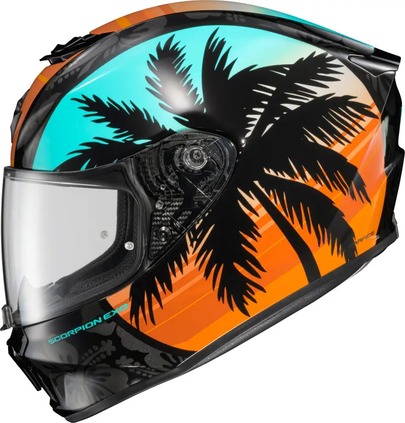 Exo R330 Full Face Helmet Tubbs Light Blue/Orange 2x - SCORPION EXO