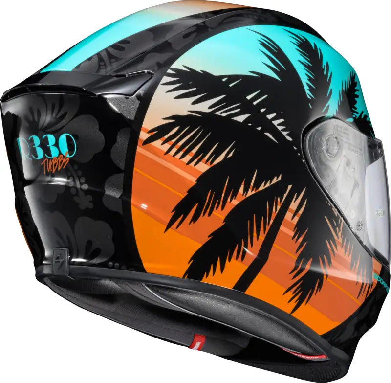 Exo R330 Full Face Helmet Tubbs Light Blue/Orange 2x - SCORPION EXO