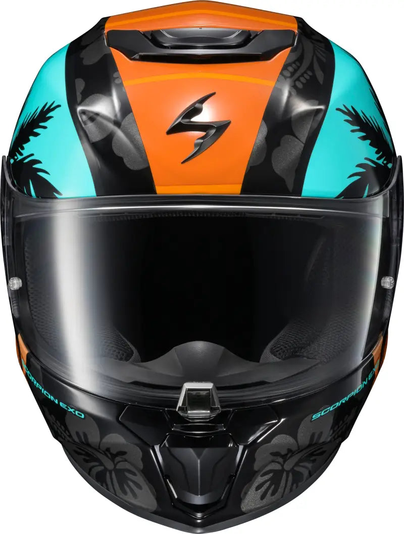 Exo R330 Full Face Helmet Tubbs Light Blue/Orange 2x - SCORPION EXO