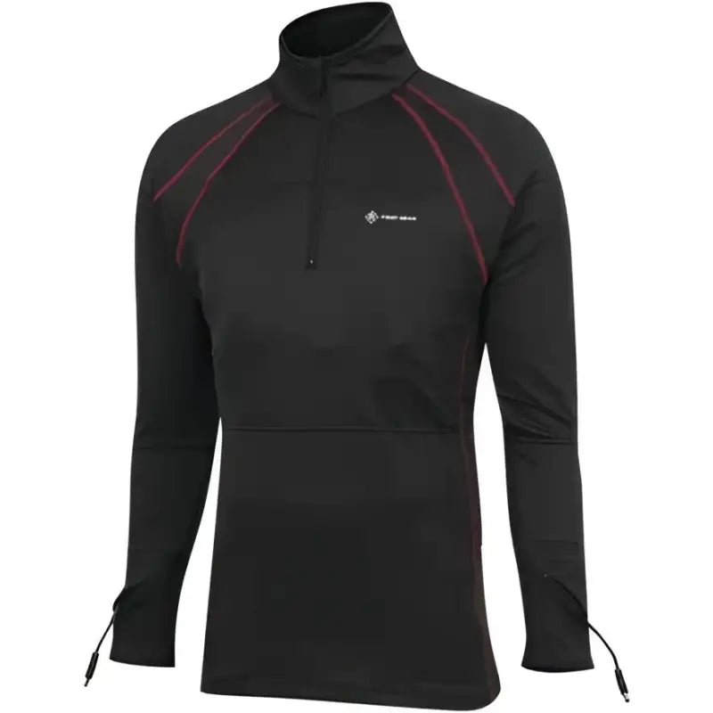Black long-sleeve thermal layer shirt with red stitching for FIRSTGEAR Heated Layer Shirt 12V