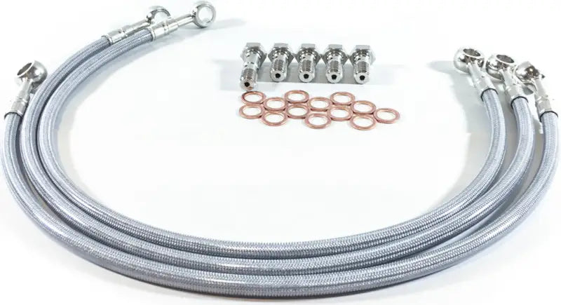 Braided stainless steel brake line FK003D146-3 with fittings for FK003D146-3 brake line front