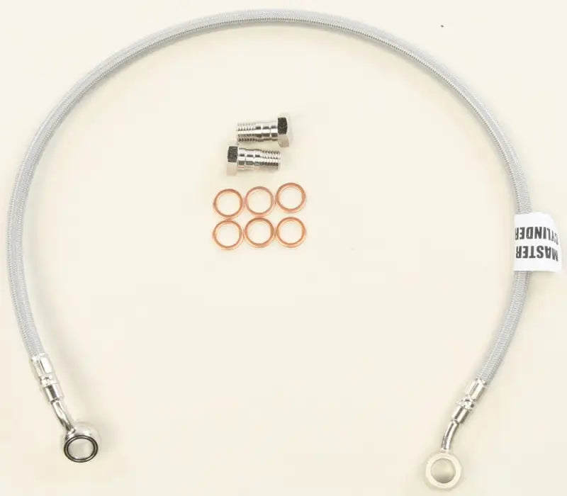Braided stainless steel brake line FK003D879R with fittings for rear brake cable upgrade
