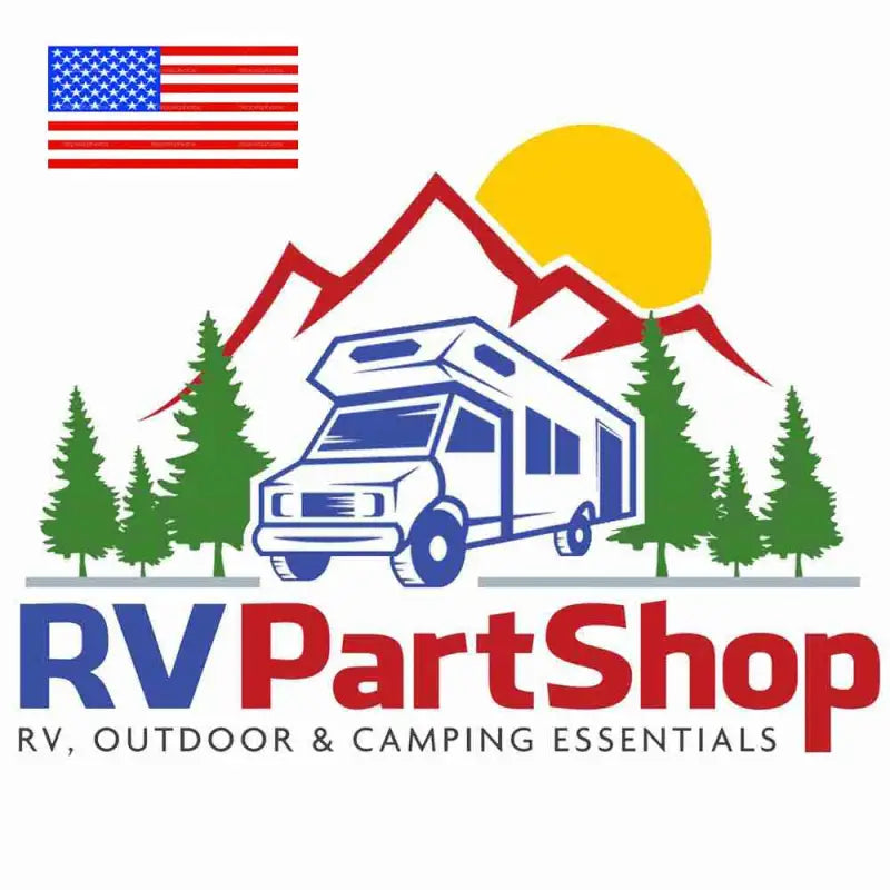 RV Part Shop logo featuring a stylized motorhome among pine trees and mountains with an American flag and sun in the background, Bumpers, Grilles & Guards, AVADA - Best Sellers, Must Haves