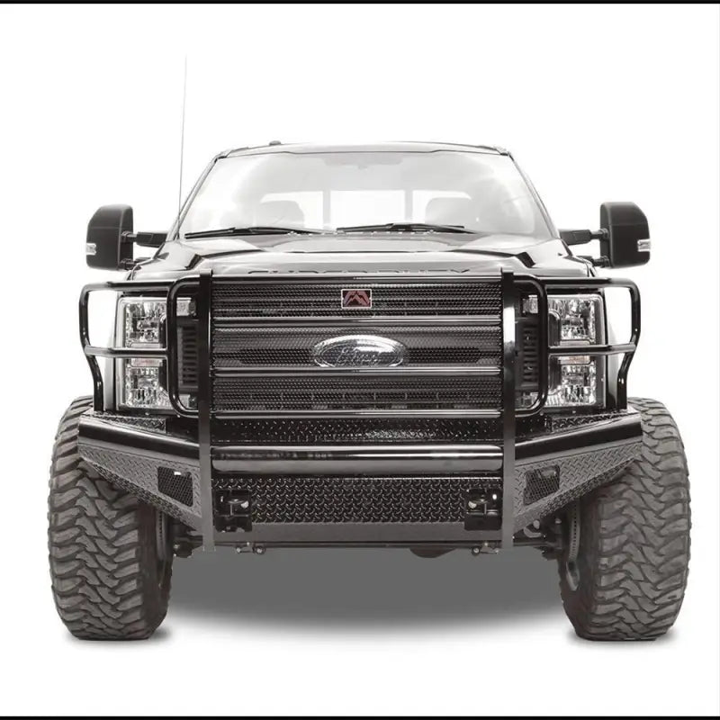 Front view of a Ford F250-550 with the rugged, durable FS17-S4160-1 Fab Fours Ranch Front Bumper installed, enhancing off-road capabilities and protection.