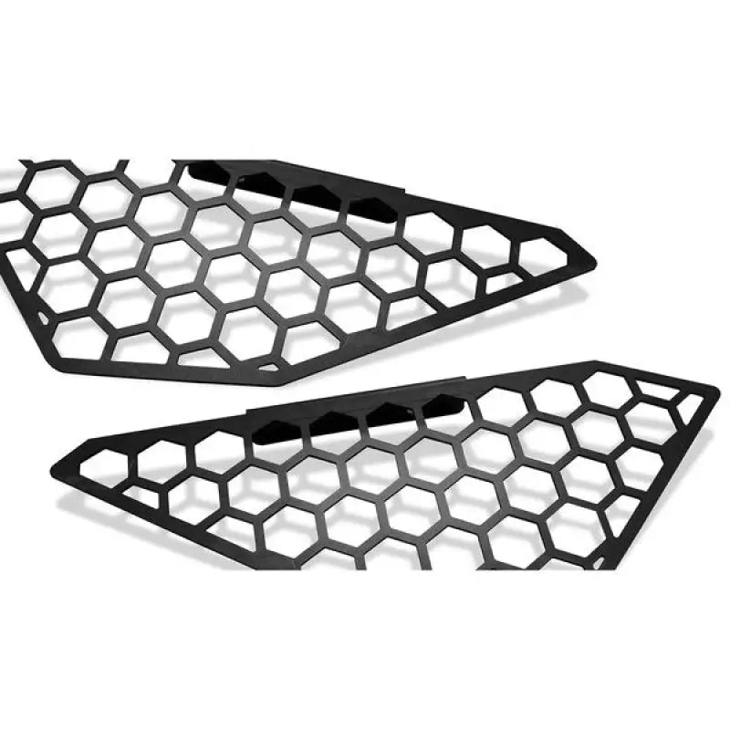 Fab Fours FS17-V4152-1 Vengeance Front Bumper, heavy-duty construction, precision-engineered fit for 2017 Ford F250 and F350, sleek black hexagonal pattern.
