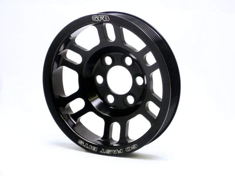 Black metal super lightweight non-underdrive crank pulley with circular cutouts for VW Audi 2.0T
