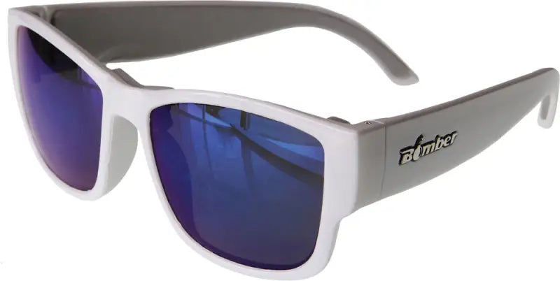 Gm103-Bm Bomber Gomer Bomb Floating Eyewear Gloss White W/Blue Mirror Lens